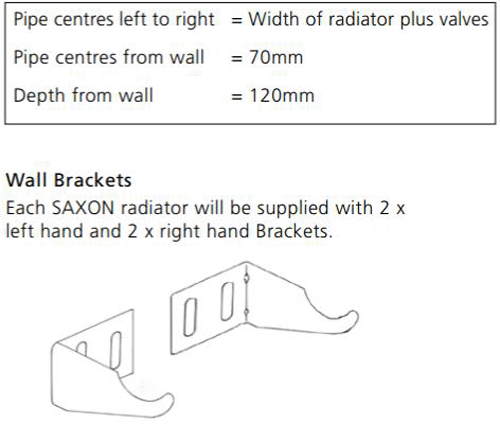 Technical image of EcoHeat Saxon Vertical Aluminium Radiator & Brackets 1446x500 (Olive).