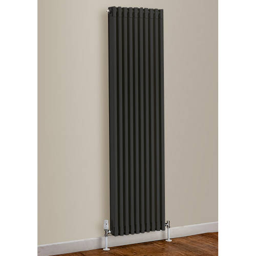 Larger image of EcoHeat Woburn Vertical Aluminium Radiator 1470x520 (Jet Black).