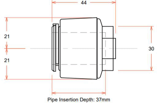 Technical image of FloFit+ Push Fit Pipe Stop End (22mm).