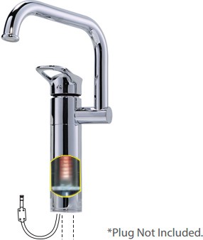 Example image of Kukel UK Electric Heated Water Kitchen Mixer Tap With Swivel Spout (Chrome).