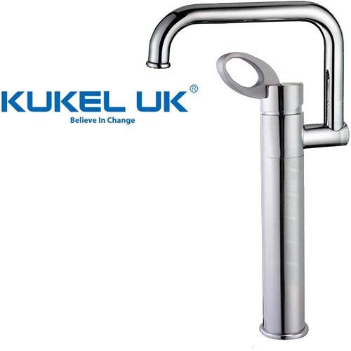 Larger image of Kukel UK Electric Heated Water Kitchen Mixer Tap With Swivel Spout (Chrome).