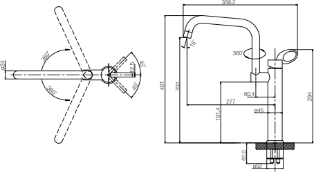 Technical image of Kukel UK Electric Heated Water Kitchen Mixer Tap With Swivel Spout (Chrome).