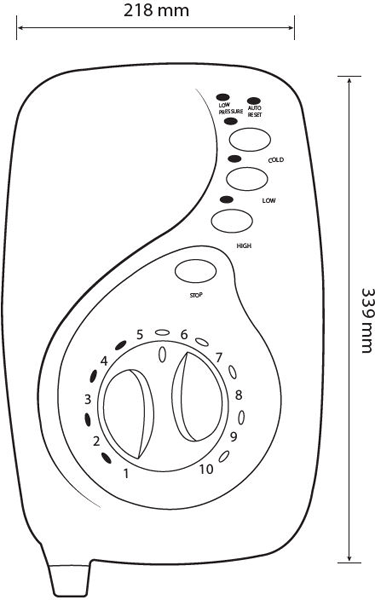 Technical image of Galaxy Showers Aqua 4000SI Electric Shower 10.5kW (White & Chrome).