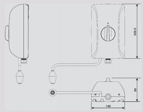 Technical image of Galaxy Showers Aqua 3XL Electric Handwash 3kW (Manual).