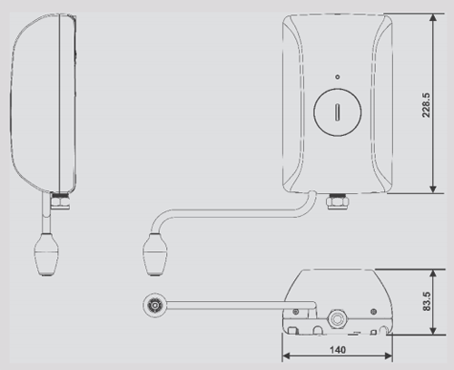 Technical image of Galaxy Showers Aqua 3XLA Electric Handwash 3kW (Sensor).