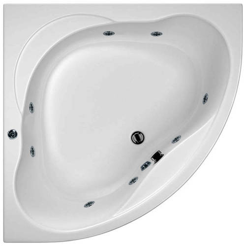 Larger image of Hydrabath Laguna Corner Whirlpool Bath With 8 Jets & Panel, 1200x1200mm.