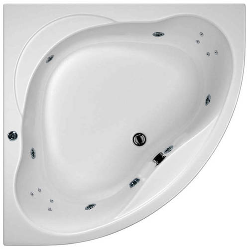 Larger image of Hydrabath Laguna Corner Whirlpool Bath With 14 Jets & Panel, 1400x1400mm.