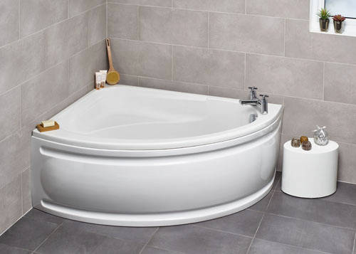 Example image of Hydrabath Orlando LH Corner Whirlpool Bath With 14 Jets & Panel, 1500x1040.