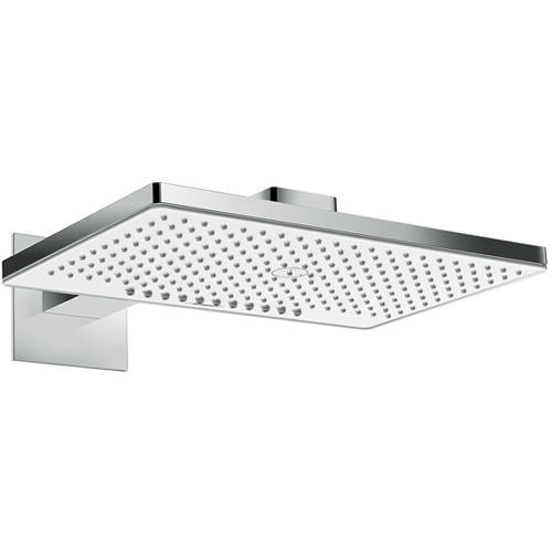 Hansgrohe White Rainmaker 2 Jet Shower Head & Arm (460X300, & Chrome).