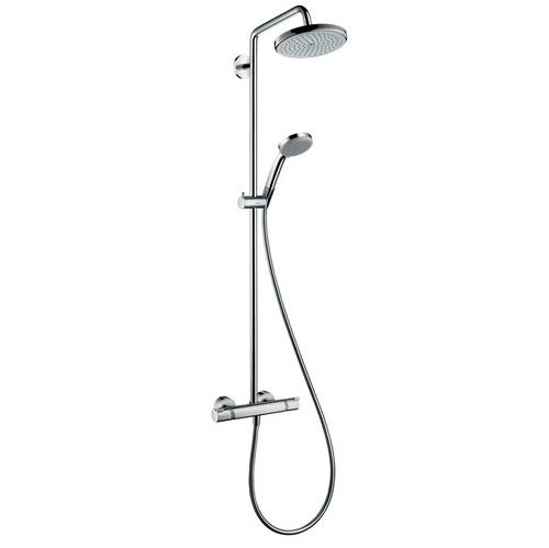 Hansgrohe Croma 220 Air 1 Jet Showerpipe Pack With Ecosmart Head (Chrome).