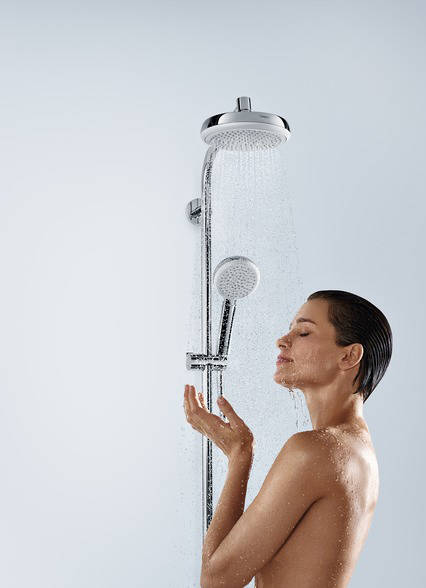 Example image of Hansgrohe Crometta 160 1 Jet Shower Pack, Manual Handle (White & Chrome).