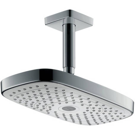 Hansgrohe White Raindance E 300 2 Jet Shower Head & Arm ( & Chrome).