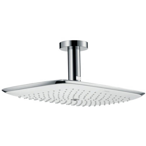Larger image of Hansgrohe PuraVida 400 Air 1 Jet Shower Head (390x260, White & Chrome).