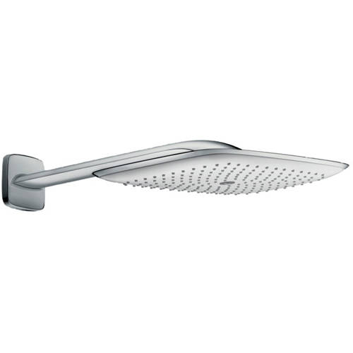 Larger image of Hansgrohe PuraVida 400 Shower Head & Wall Arm (390x260, White & Chrome).