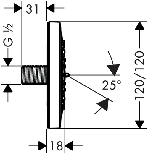 Technical image of Hansgrohe 1 x Body Jet - Body Shower 100 (Chrome).