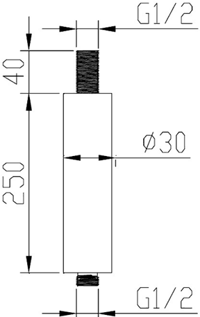 Technical image of Hydra Showers 250mm Shower Arm. Ceiling Mounting. (Chrome).