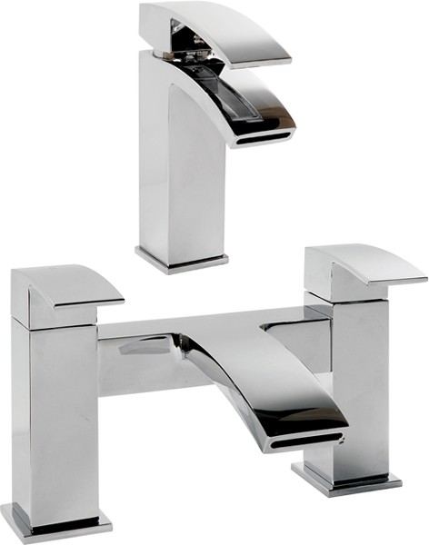 Larger image of Hydra Asti Waterfall basin & Bath Filler Tap Set (Chrome).