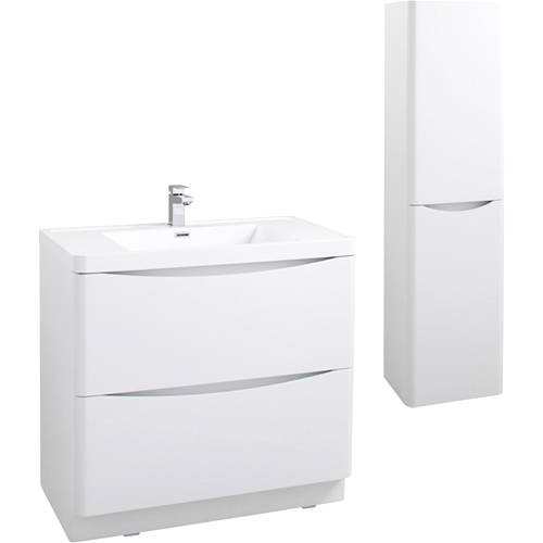 Larger image of Italia Furniture Bali Bathroom Furniture Pack 02 (Gloss White).