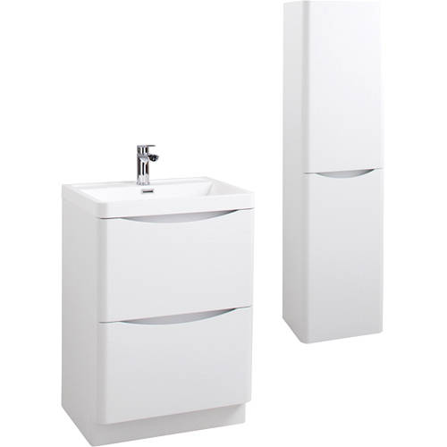 Larger image of Italia Furniture Bali Bathroom Furniture Pack 04 (Gloss White).