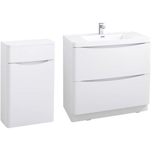 Larger image of Italia Furniture Bali Bathroom Furniture Pack 05 (Gloss White).