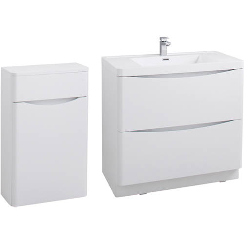 Larger image of Italia Furniture Bali Bathroom Furniture Pack 05 (White Ash).