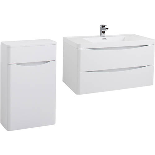 Larger image of Italia Furniture Bali Bathroom Furniture Pack 08 (White Ash).