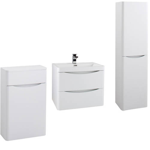 Larger image of Italia Furniture Bali Bathroom Furniture Pack 11 (White Ash).