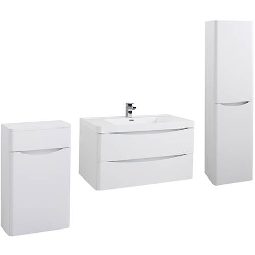 Larger image of Italia Furniture Bali Bathroom Furniture Pack 12 (White Ash).