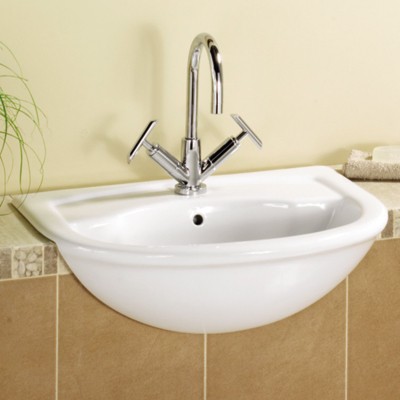 Example image of Hydra Semi Recessed Basin (1 Tap Hole).  Size 545x470mm.