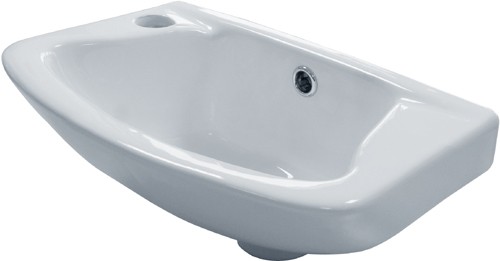 Larger image of Hydra Wall Hung Basin & Brackets (1 Tap Hole).  Size 360x262mm.