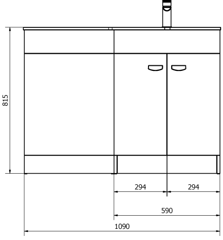 Technical image of Italia Furniture Vanity Unit Pack With BTW Unit & Black Glass Basin (RH, White).