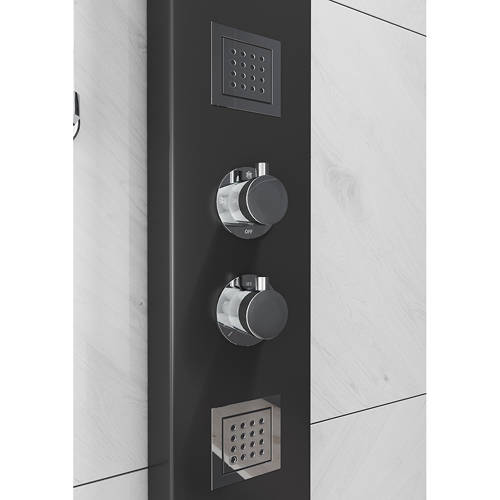 Example image of Hydra Showers Thermostatic Shower Panel With Jets (Black).
