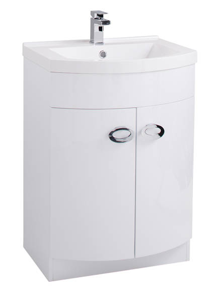 Example image of Italia Furniture D Shaped Vanity Unit With White Basin (White).