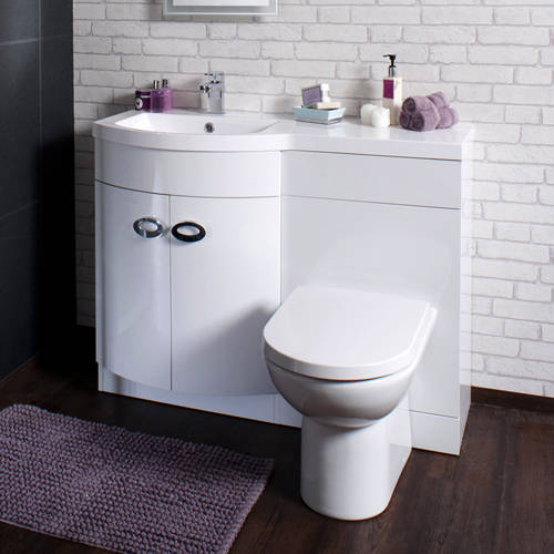 Larger image of Italia Furniture Vanity Unit Pack With BTW Unit & White Basin (LH, White).
