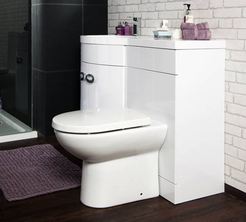 Example image of Italia Furniture Vanity Unit Pack With BTW Unit & White Basin (LH, White).