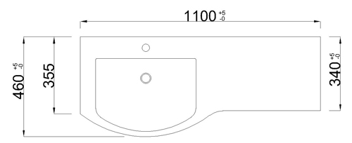 Technical image of Italia Furniture Vanity Unit Pack With BTW Unit & White Basin (LH, White).