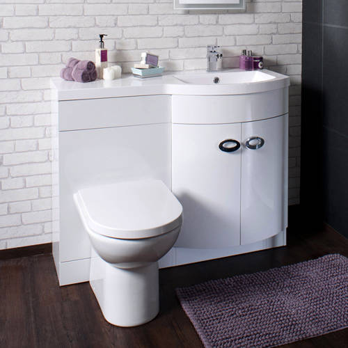 Larger image of Italia Furniture Vanity Unit Pack With BTW Unit & White Basin (RH, White).