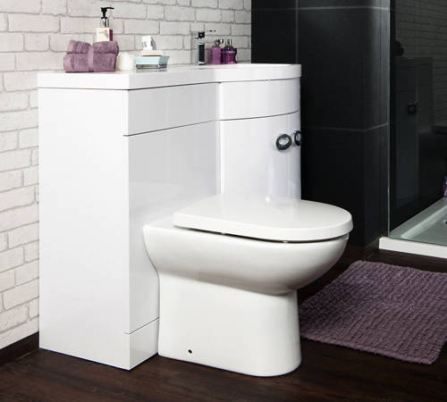 Example image of Italia Furniture Vanity Unit Pack With BTW Unit & White Basin (RH, White).