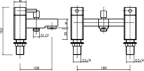 Technical image of Hydra Chester Basin & Bath Shower Mixer Tap Set (Free Shower Kit).