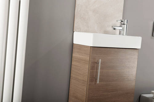 Example image of Italia Furniture Compact Vanity Unit With Ceramic Basin (Medium Oak).