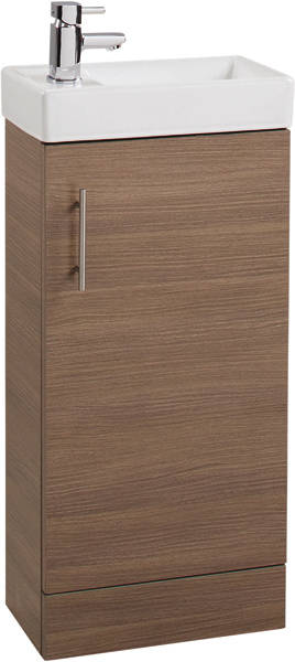 Example image of Italia Furniture Compact Vanity Unit With Ceramic Basin (Medium Oak).