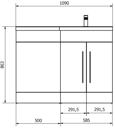 Technical image of Italia Furniture L Shaped Vanity Pack With BTW Unit & Basin (RH, Medium Oak).