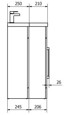 Technical image of Italia Furniture L Shaped Vanity Pack With BTW Unit & Basin (RH, Walnut).