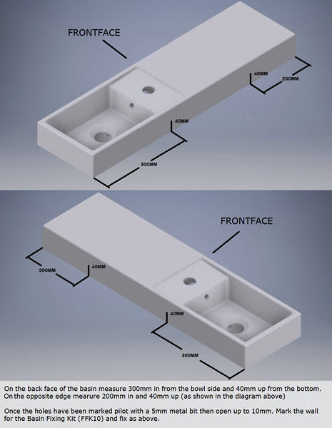 Example image of Italia Furniture Cube Plus Wall Hung Polymarble Basin With 1 Tap Hole (Reversible).