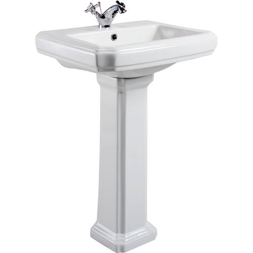 Larger image of Oxford Cromford Traditional Basin & Pedestal (1 Tap Hole).