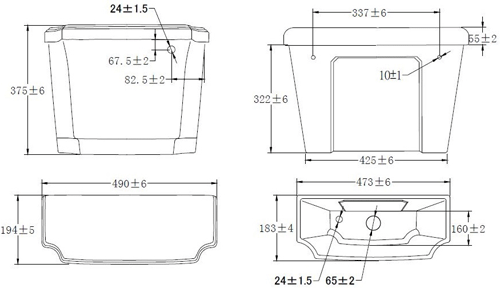 Technical image of Oxford Cromford Traditional Low Level Toilet & Cistern With Flush Pipe.