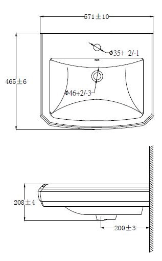 Technical image of Oxford Cromford Traditional High Level Bathroom Suite With 1TH.