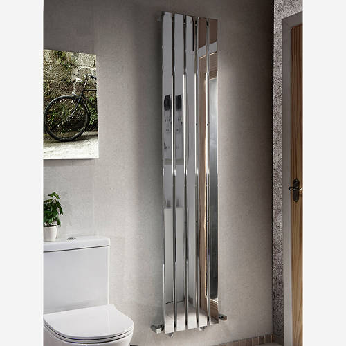 Larger image of Oxford Motif Vertical Flat Panel Radiator 1800x376mm (Chrome).