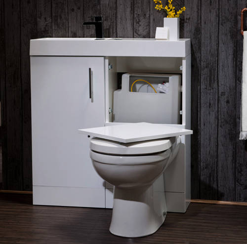 Example image of Italia Furniture Cube Plus Pack With White Vanity, BTW Unit & Basin (LH).