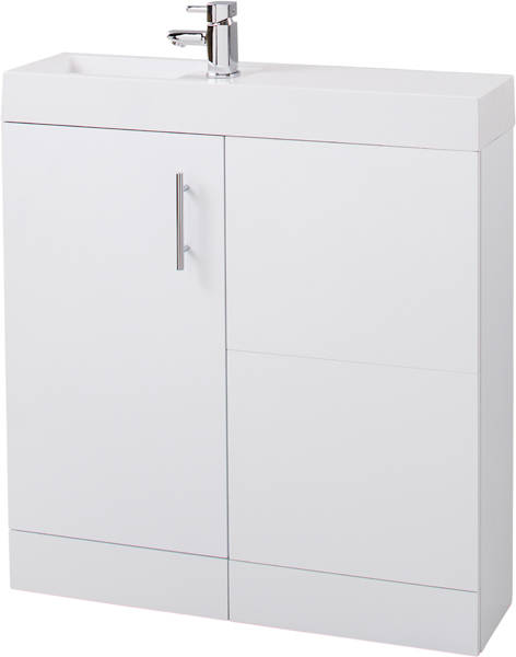 Example image of Italia Furniture Cube Plus Pack With White Vanity, BTW Unit & Basin (LH).